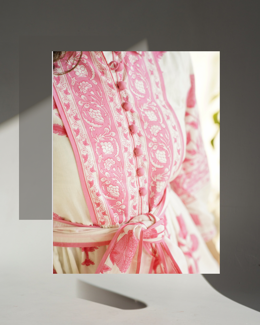 Blush Encounter - Pink & White Pattern Dress