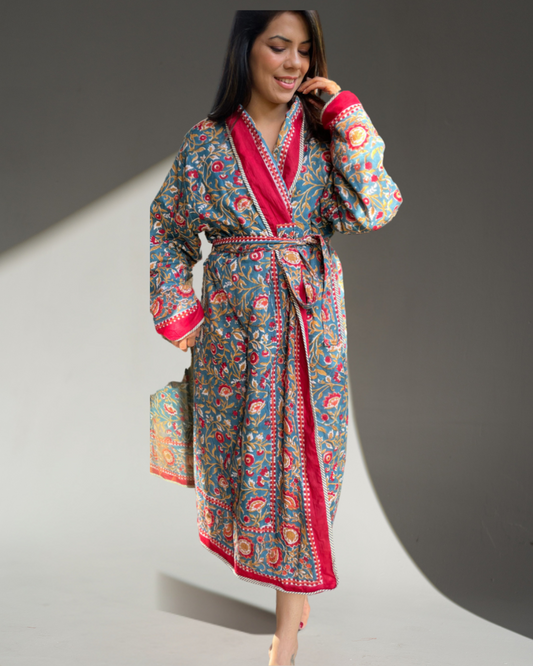 Garden Affair - Multicolor Floral Quilted Robe
